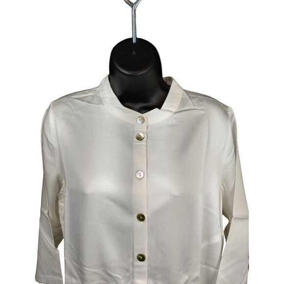 Soft Surroundings Womens White Button-Up 3/4 Sleeve Tunic - Picture 3 of 9